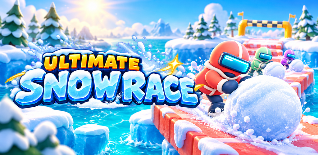 Ultimate Snow Race artwork with our coral winter racer rolling through an icy landscape
